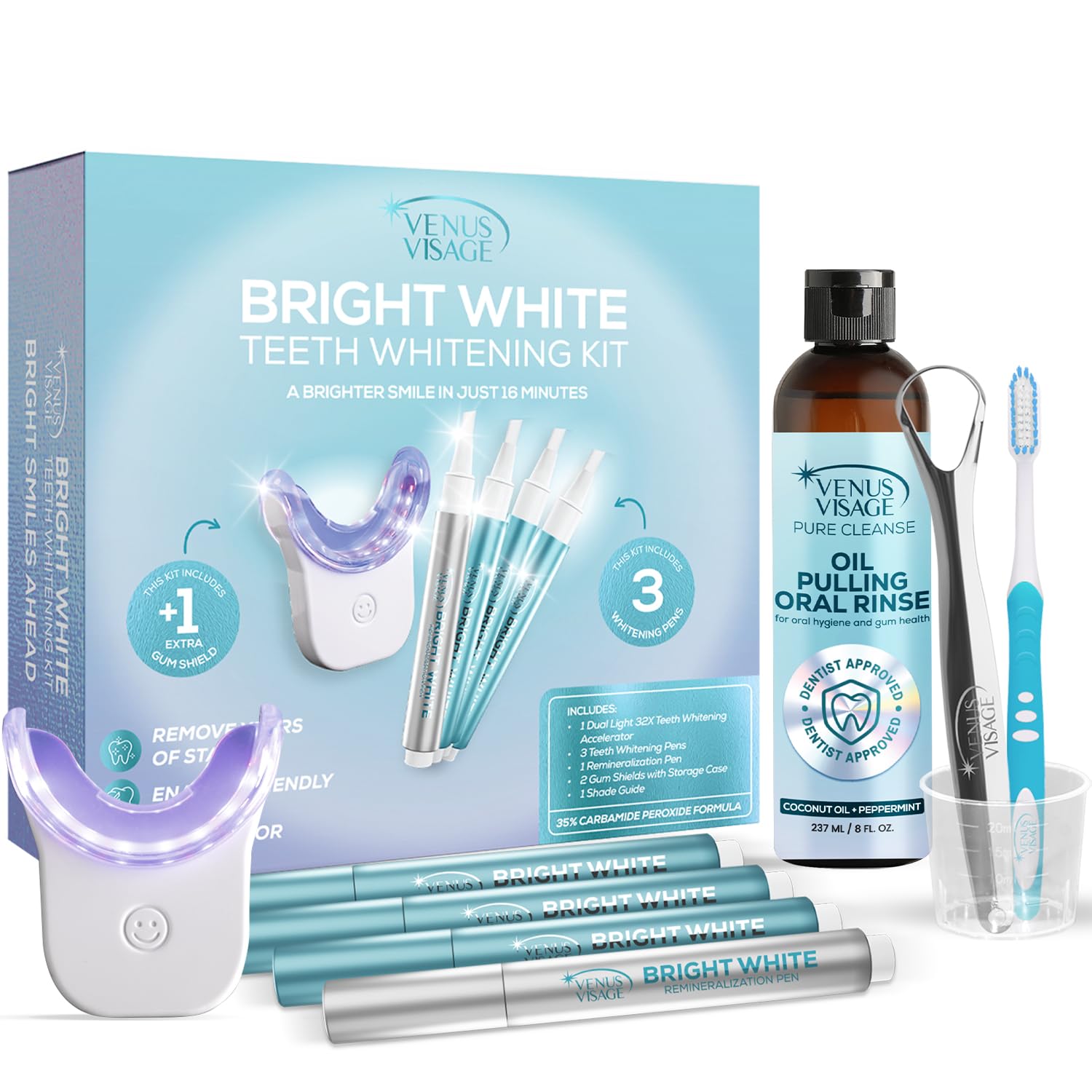 Venus Visage Teeth Whitening Kit with LED light device