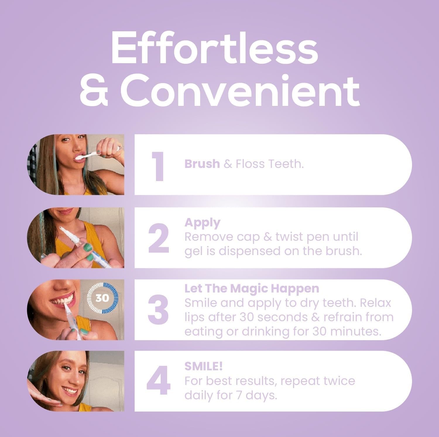 Venus Visage Teeth Whitening Pen in use – step 2 application