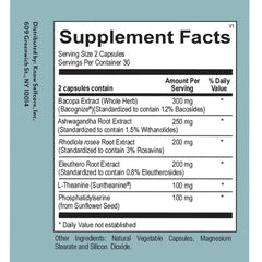 Veracity Cortisol Calming ingredients layout showing Ashwagandha, Rhodiola, Eleuthero