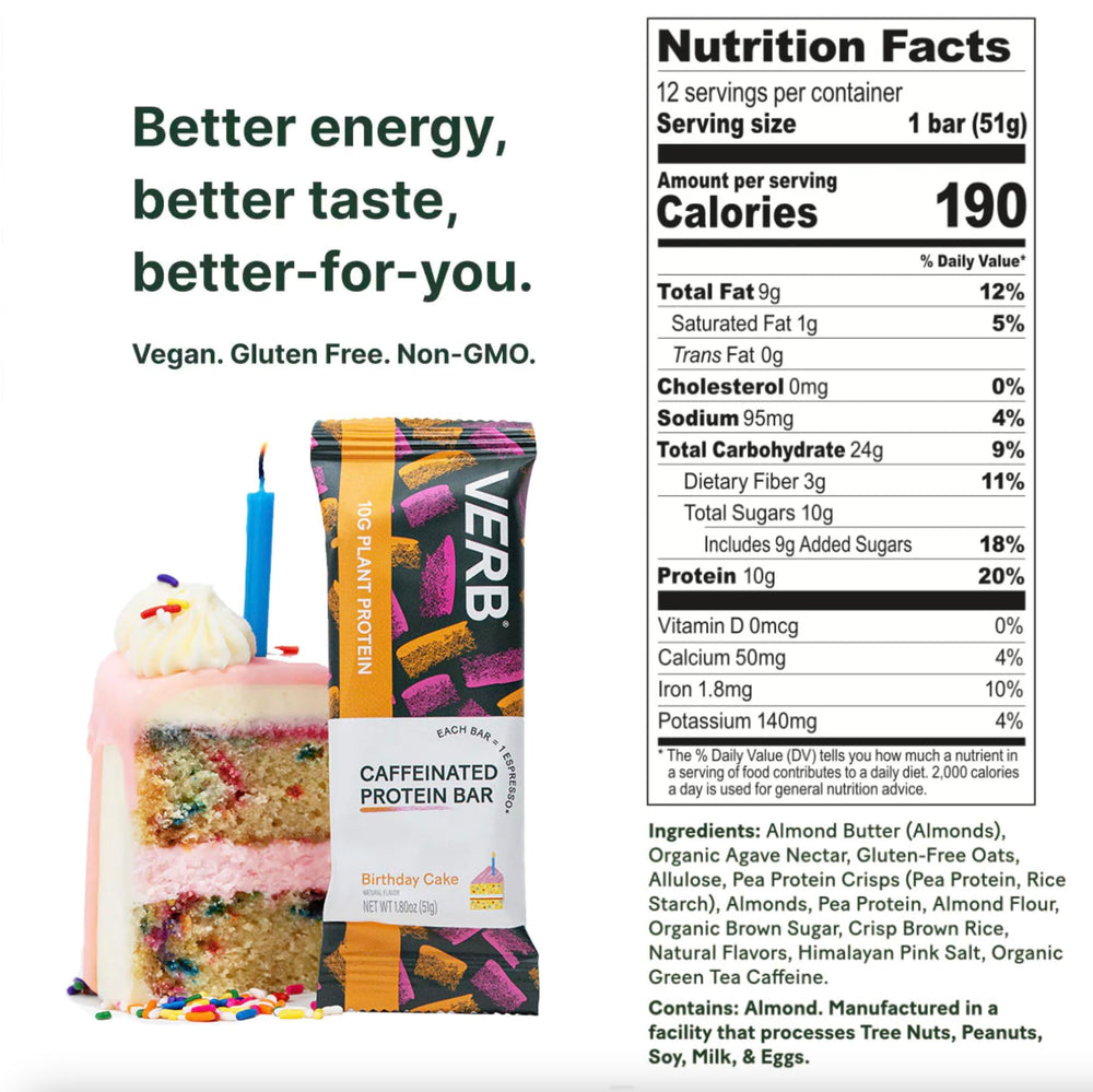 Verb Energy Bar Birthday Cake close-up highlighting soft chewy texture
