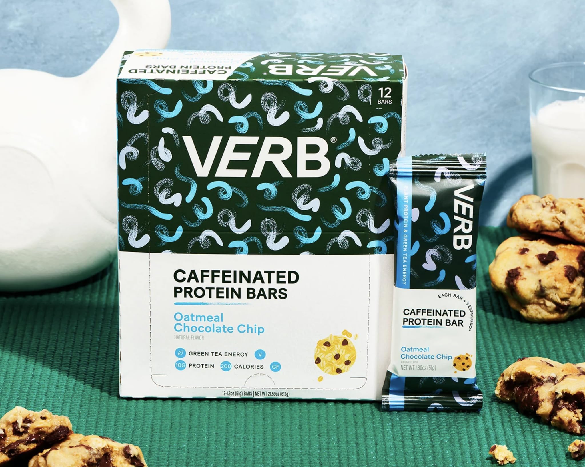Verb Energy Bar green tea ingredient shot highlights clean caffeine.