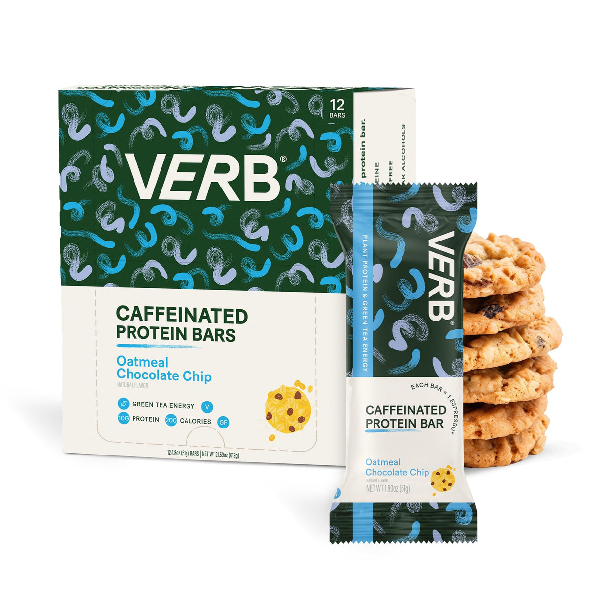 Verb Energy Bar packaging 12-pack shows a convenient on-the-go caffeinated snack.