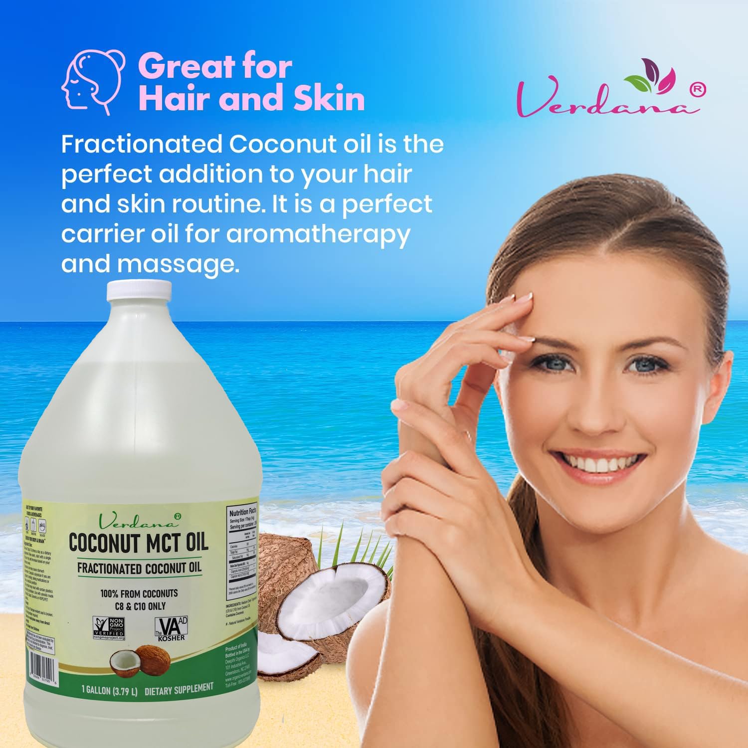 Bulk 1 gallon Verdana Coconut MCT Oil packaging