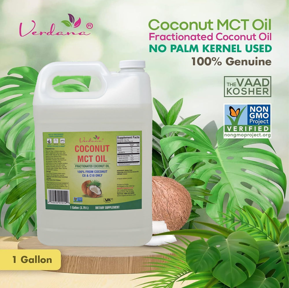 Fractionated MCT oil from coconut close-up label