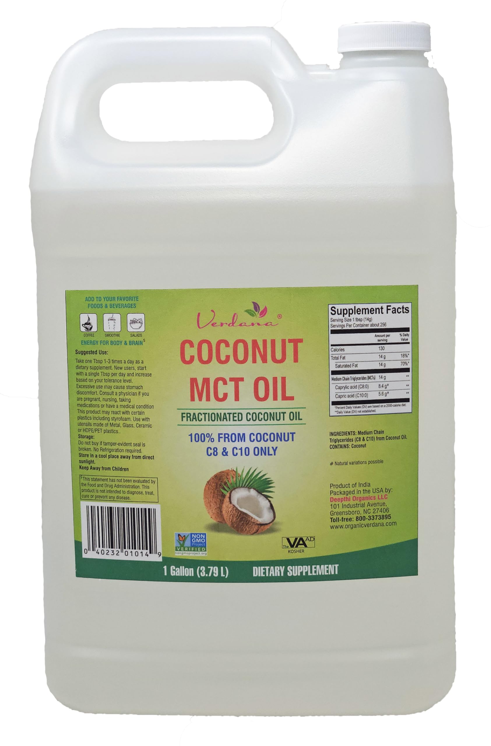 Ingredients panel for Verdana MCT Oil