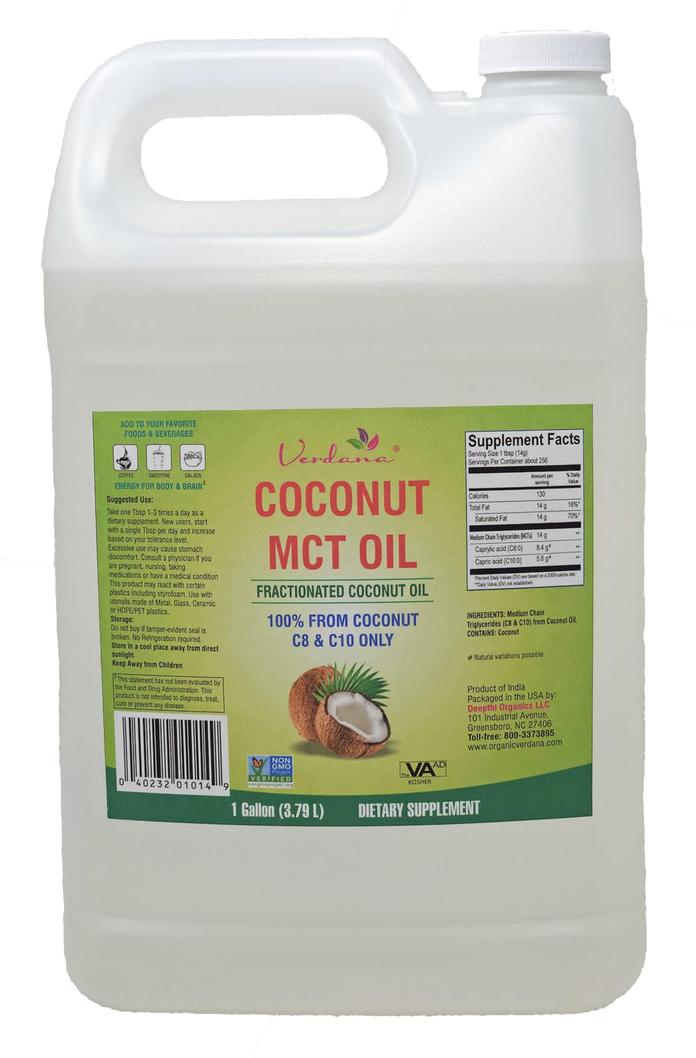 Ingredients panel for Verdana MCT Oil