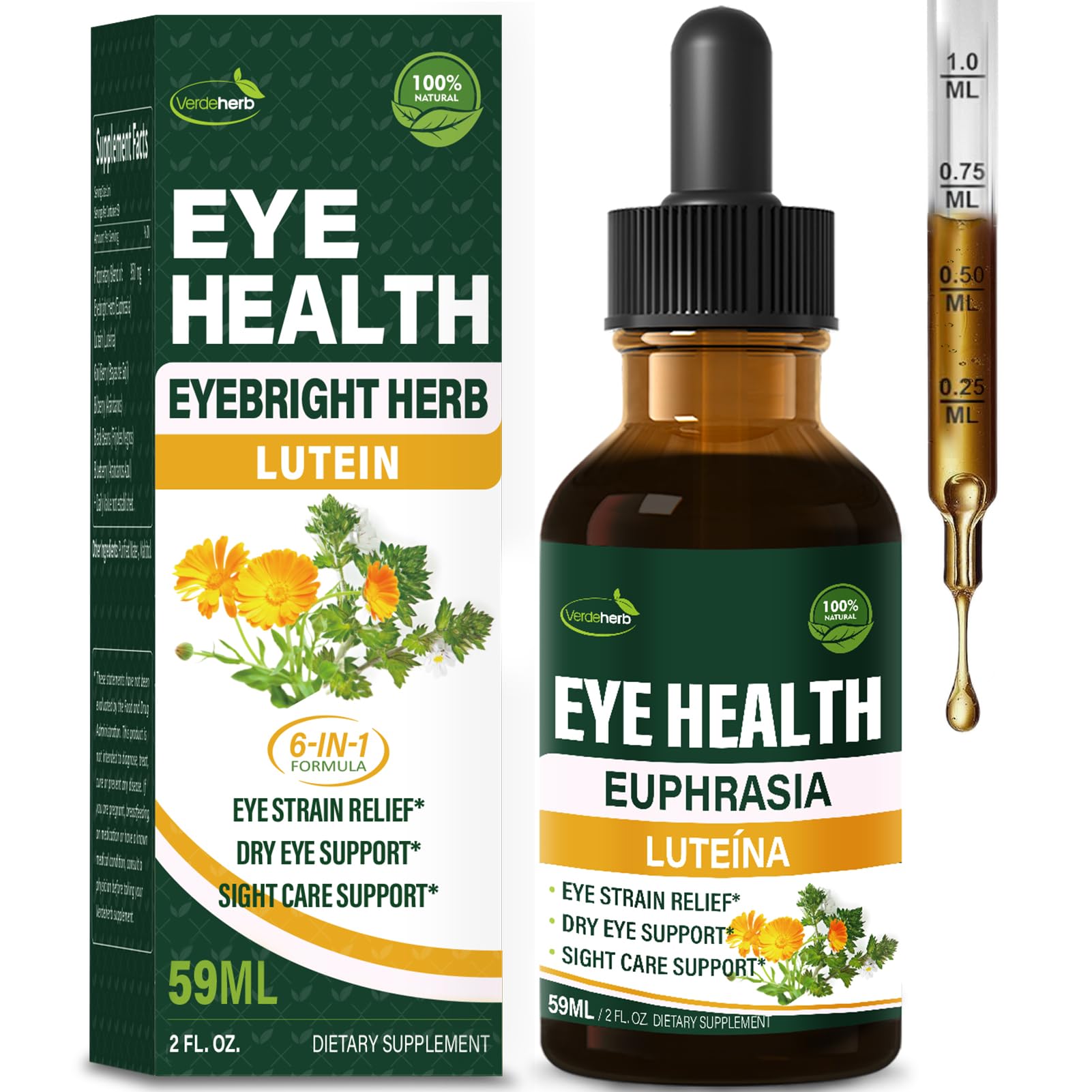 Verdeherb Eyebright Eye Health Drops bottle front view