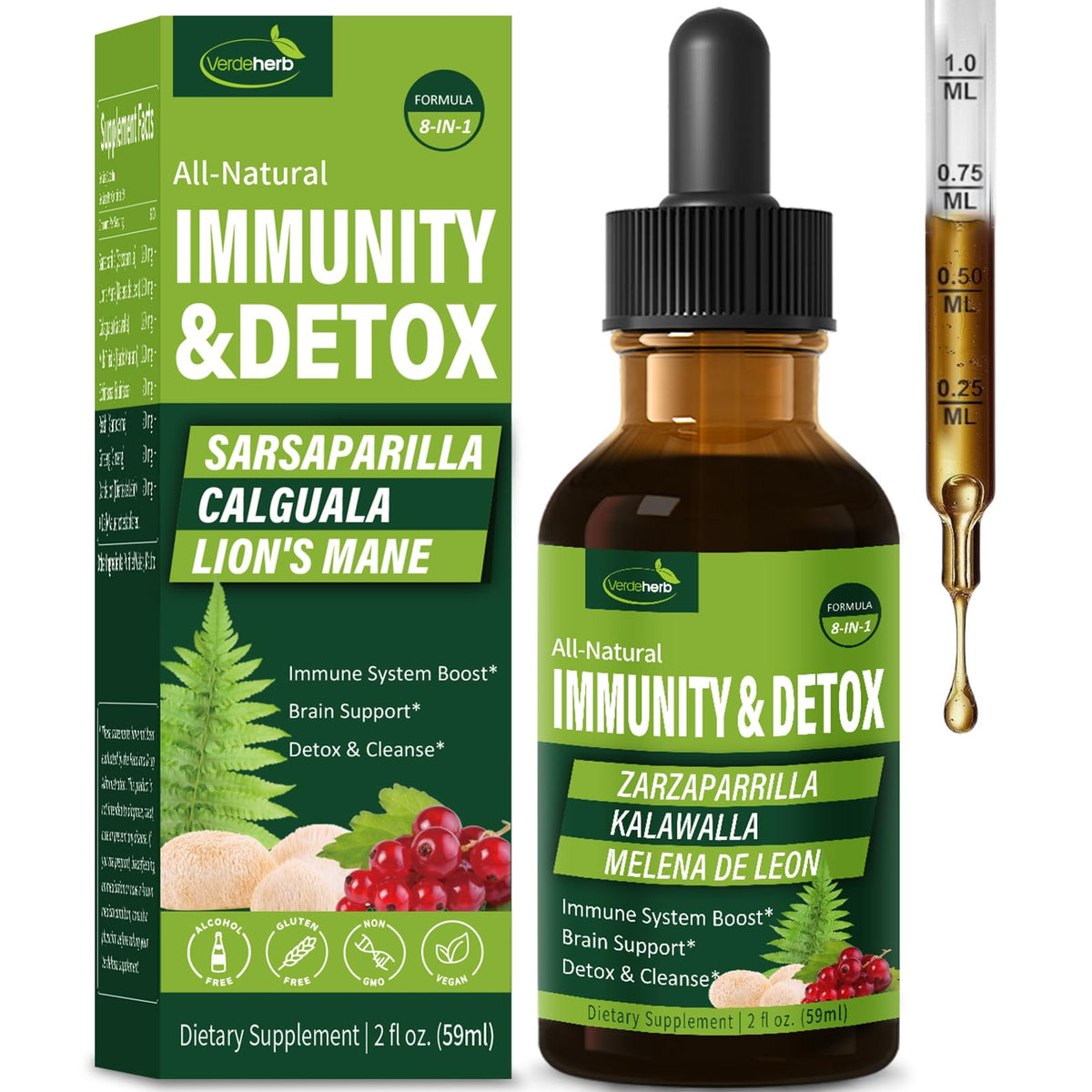Bottle of Verdeherb Immunity & Detox Drops 2oz