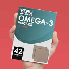 Close-up of Veru Wellness Omega-3 Patch surface showing waterproof material