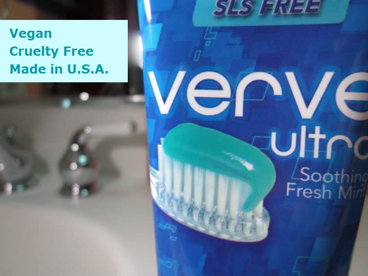 Fresh mint taste Verve toothpaste close-up