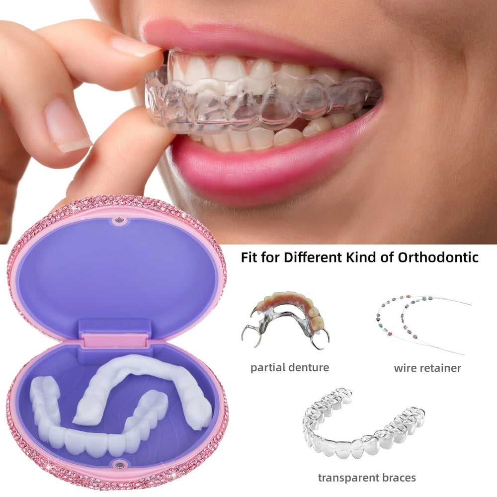 Compact travel denture case dimensions: 3.54 inches diameter, 1.18 inches height