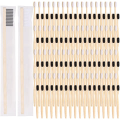 Vesici 100-piece bamboo toothbrushes set with black and white handles