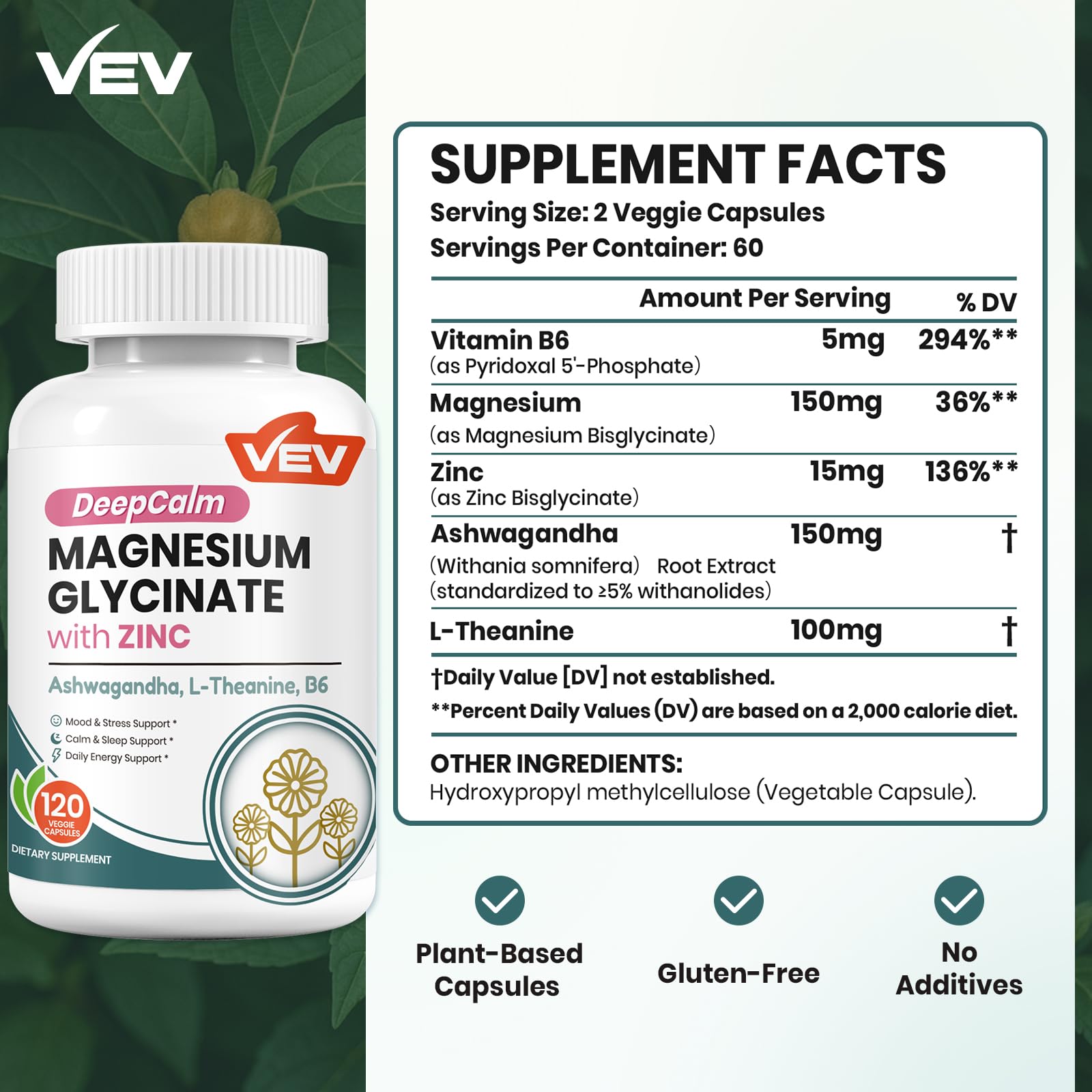 Close-up of magnesium glycinate and zinc supplement capsules