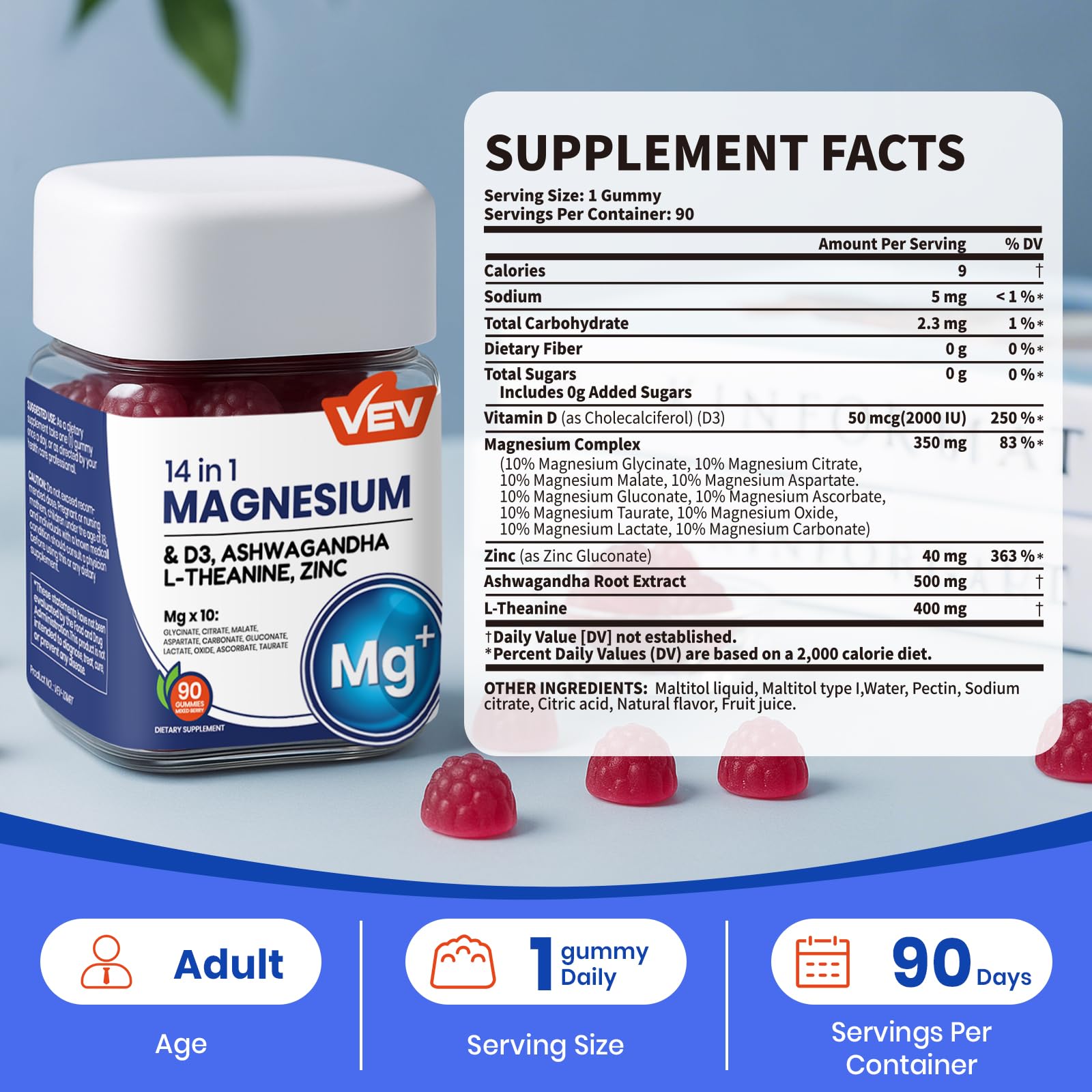 Close-up of vegan magnesium glycinate gummies
