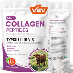 Front view of VEV Multi Collagen Peptides Powder 16 oz