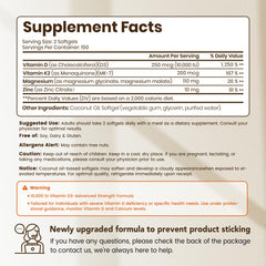 Close-up of VEV D3 K2 magnesium softgels