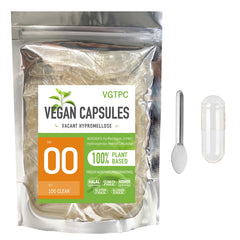 VGTPC Size 00 vegan empty capsules in 100-count package
