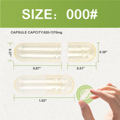 Clear vegan fillable veggie pill capsules - size 000