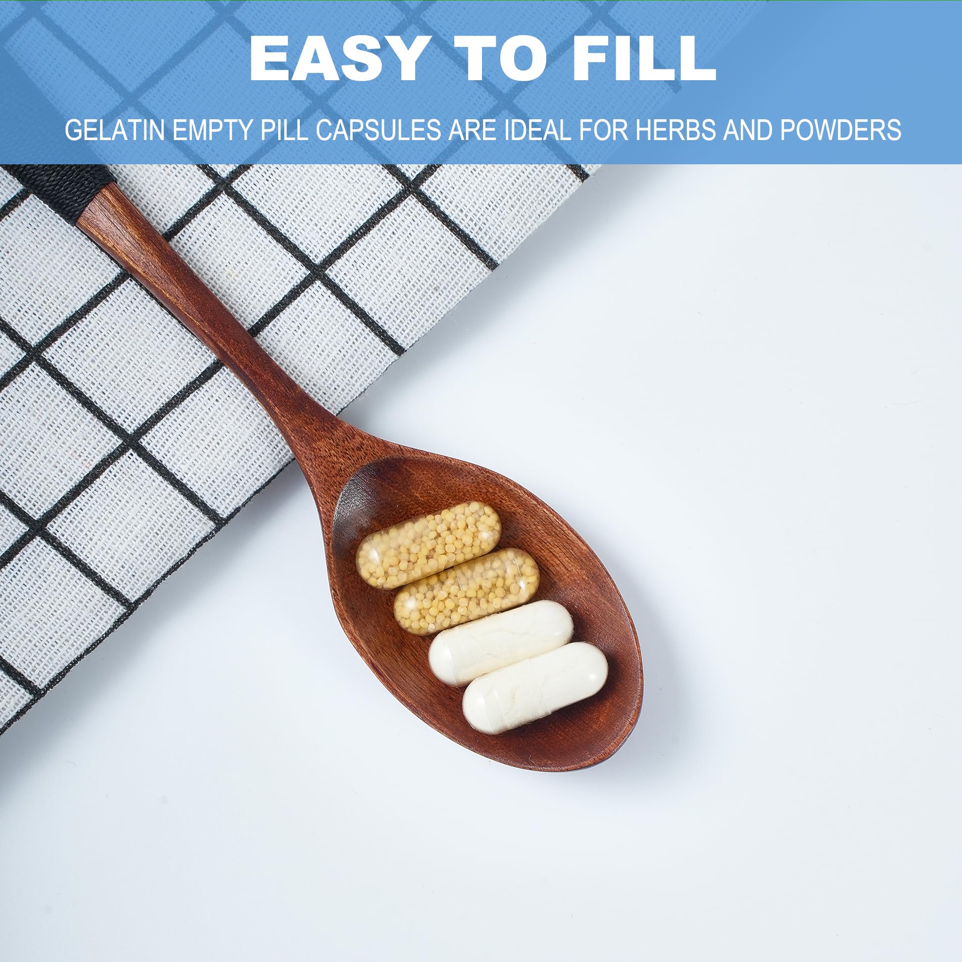 Capsules shown separated and ready to fill