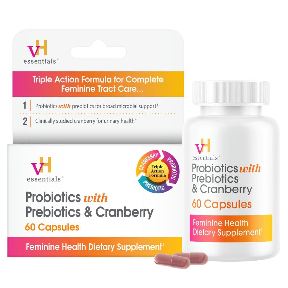 Product packaging of vH Essentials Probiotics for Women with Prebiotics, Cranberry and Vitamin C