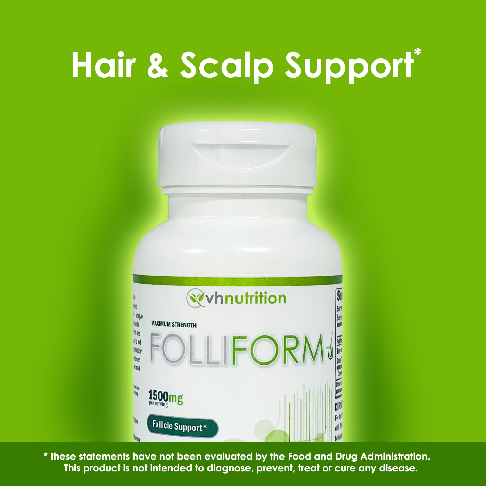 VH Nutrition FOLLIFORM ingredient list featuring saw palmetto, nettle root, and more