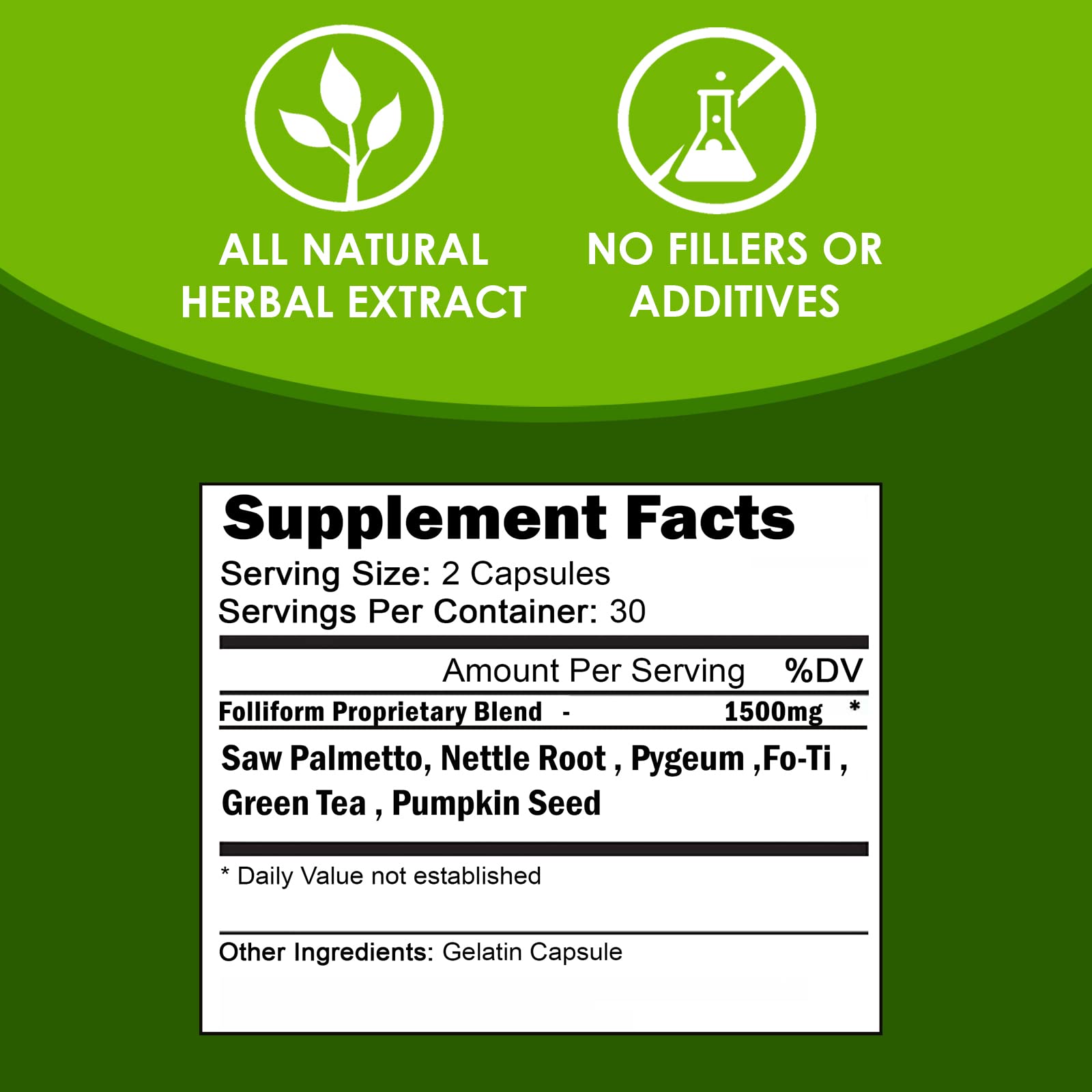 VH Nutrition FOLLIFORM ingredients scene highlights green tea and pumpkin seeds for hair nourishment