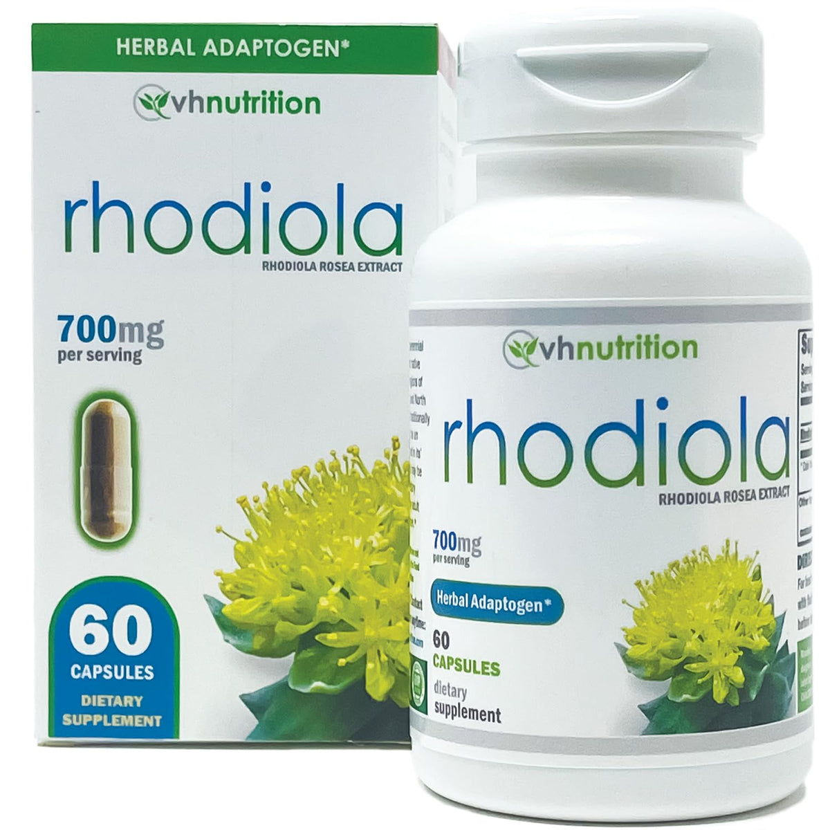 VH Nutrition Rhodiola bottle containing 60 capsules