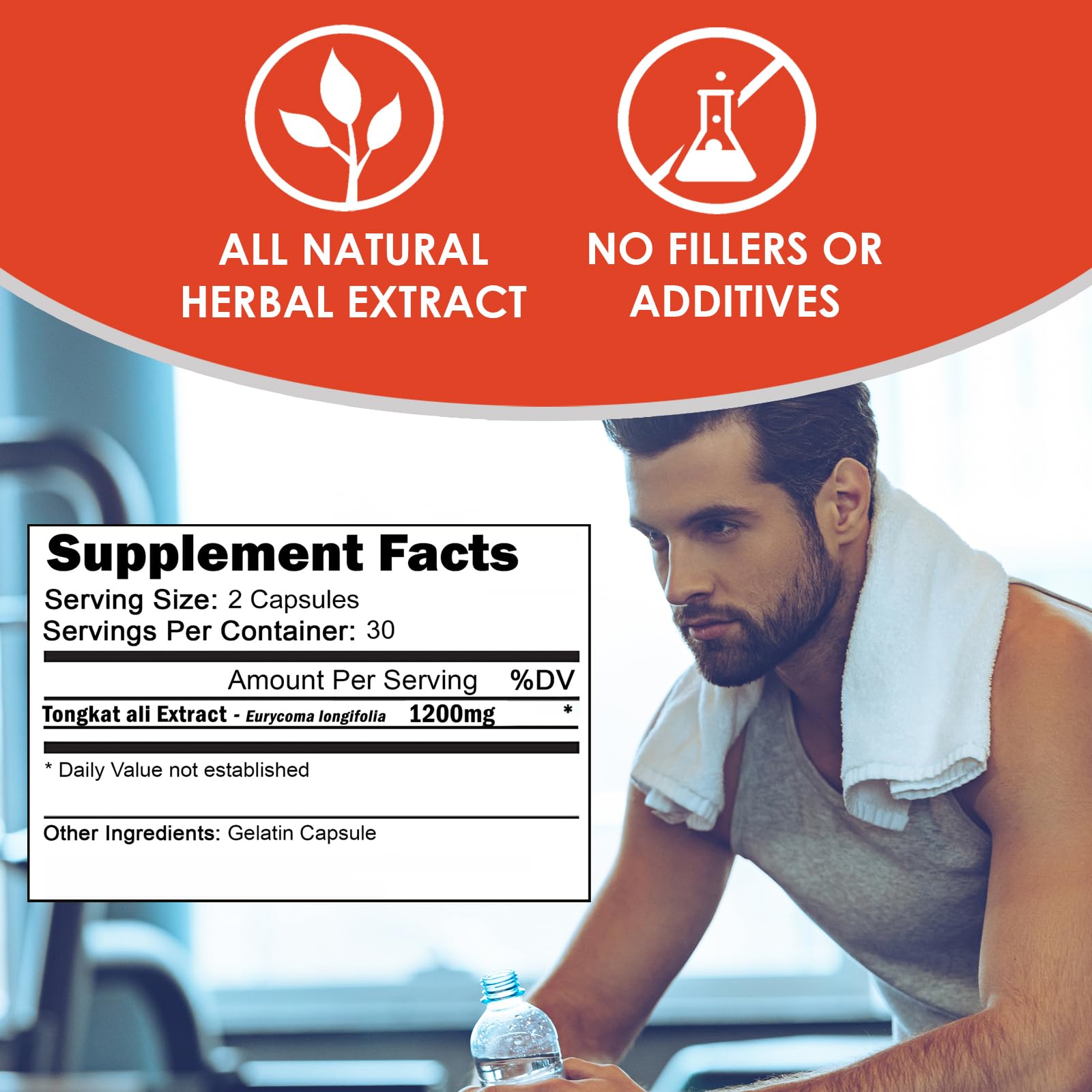 VH Nutrition Tongkat Ali label close-up showing potent extract.