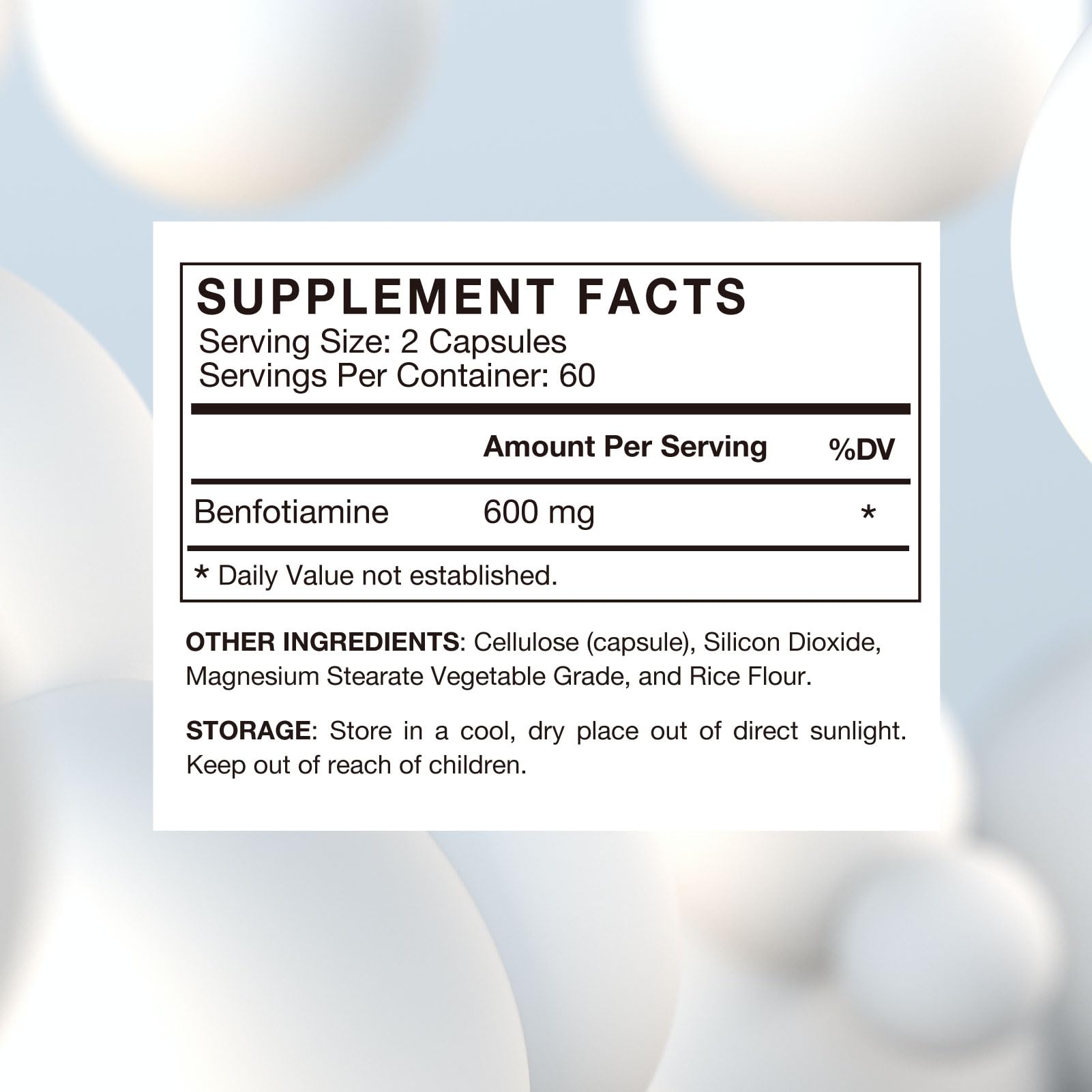 120 vegetarian capsules of Benfotiamine 600mg