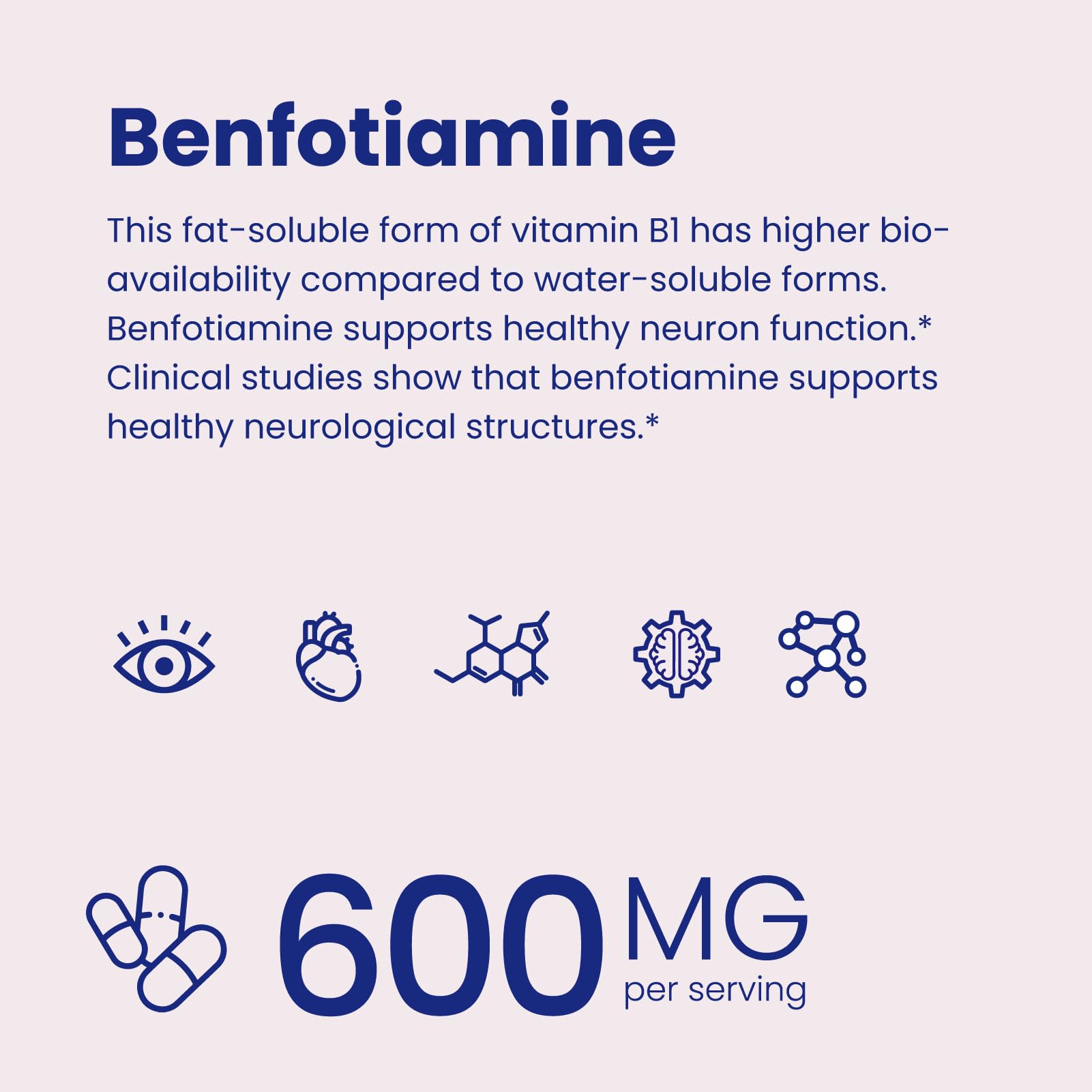 Benfotiamine 600mg supplement facts label