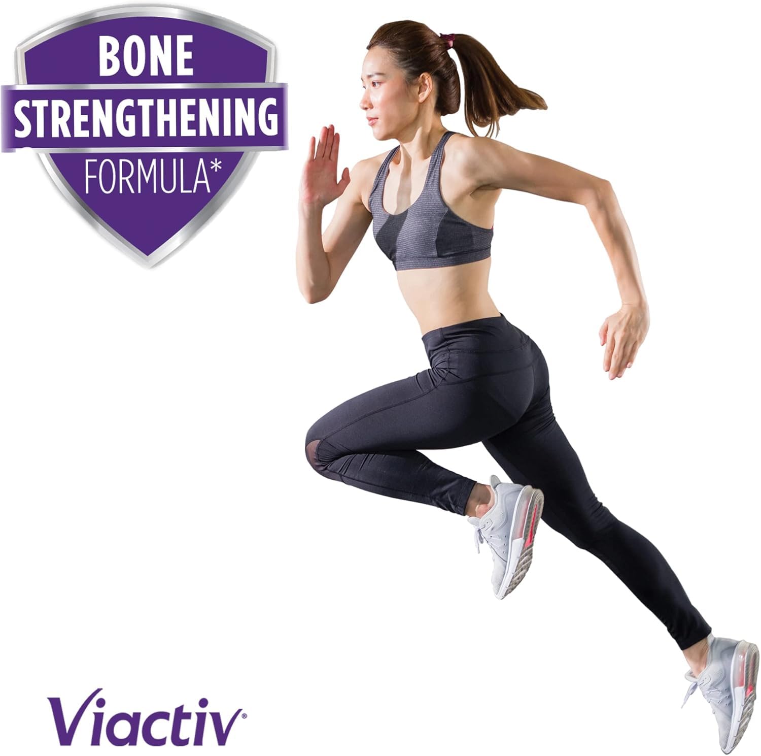Front label of Viactiv bottle emphasizing calcium and vitamin d benefits