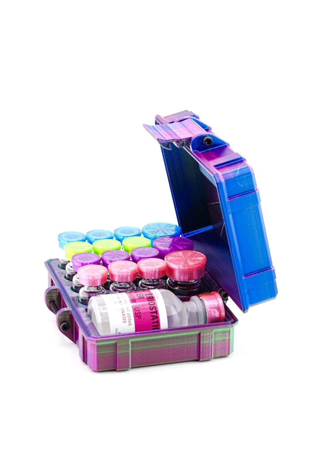 Compact portable vial storage solution on a desk