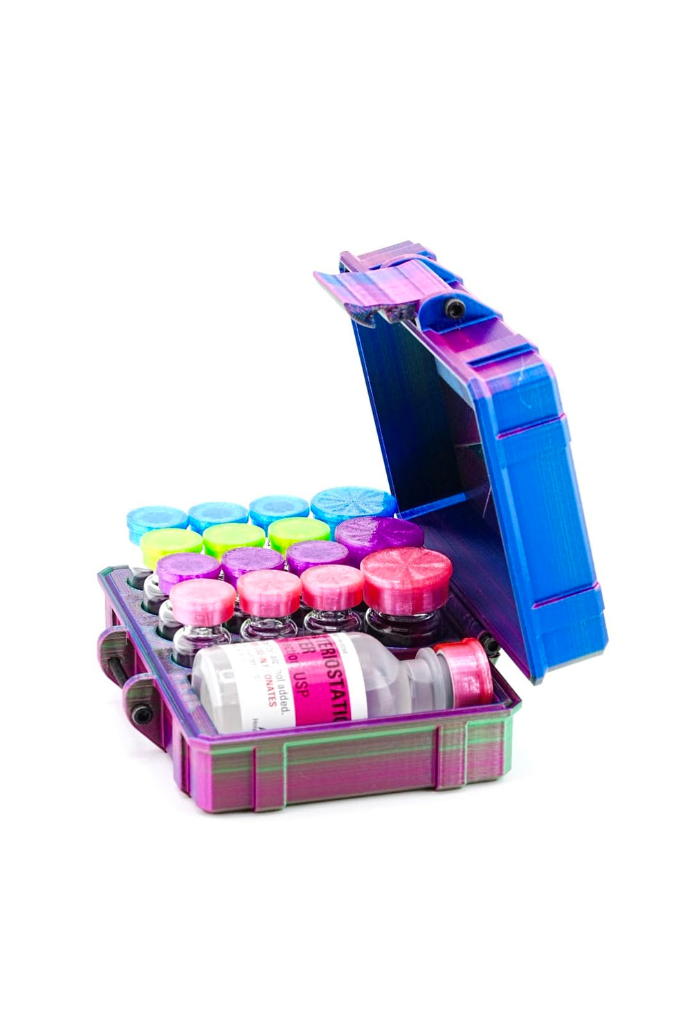 Compact portable vial storage solution on a desk