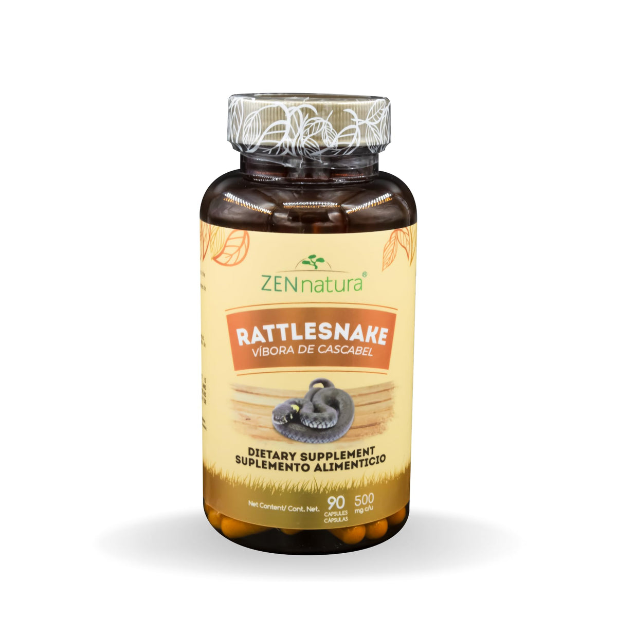Vibora de Cascabel Rattlesnake Powder bottle – 90 capsules at 500 mg each