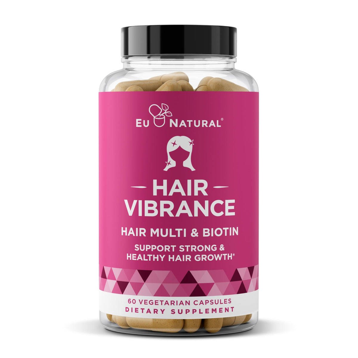 Vibrance Hair Growth Vitamins bottle with 60 vegetarian soft capsules