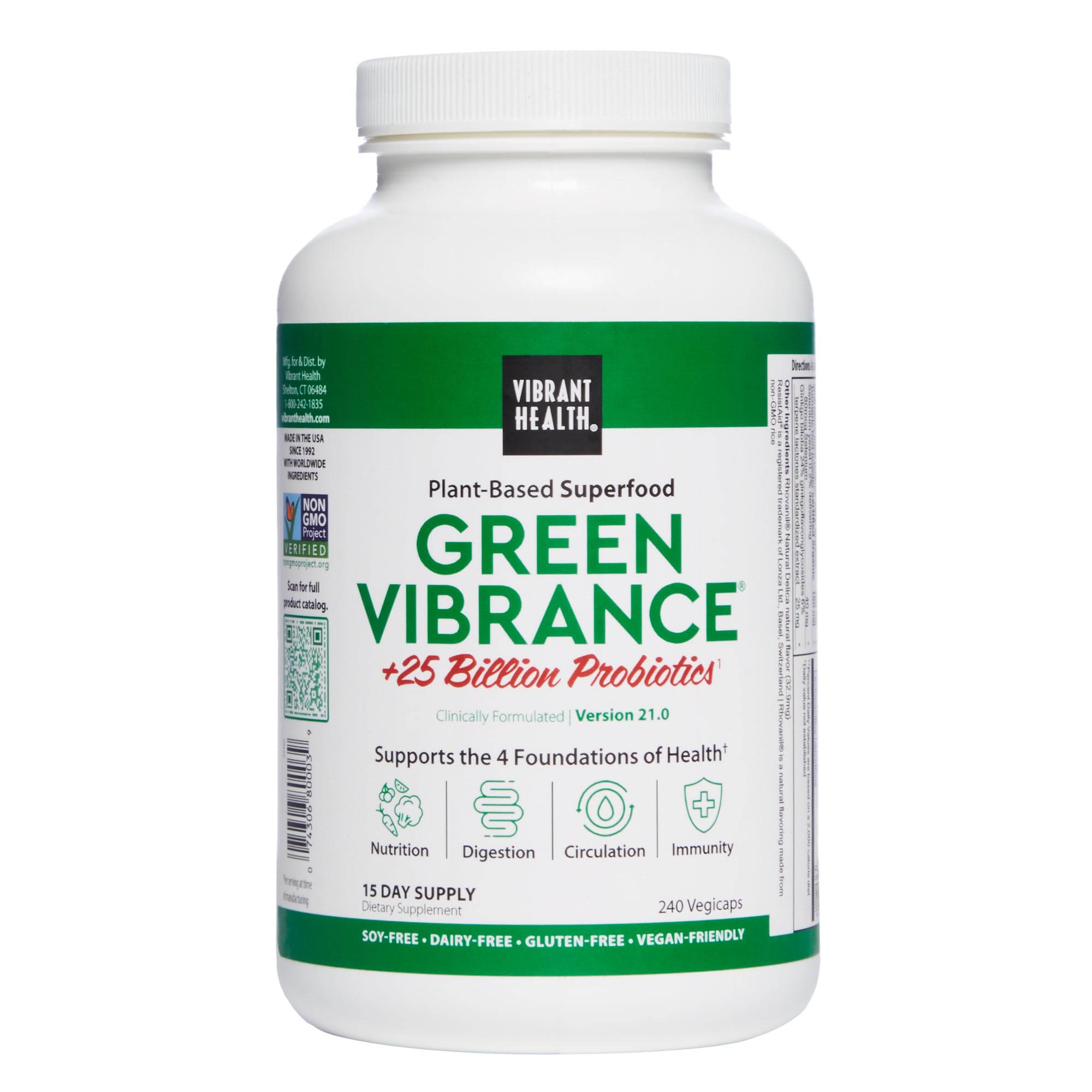 Vibrant Health Green Vibrance vegan superfood pills bottle front