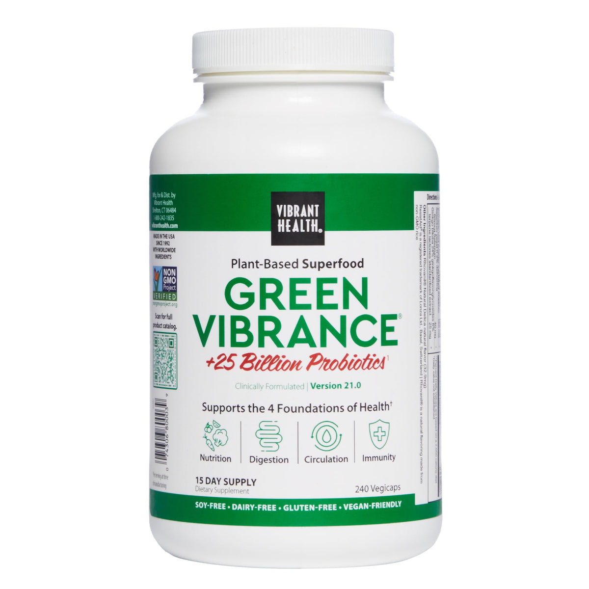 Vibrant Health Green Vibrance vegan superfood pills bottle front