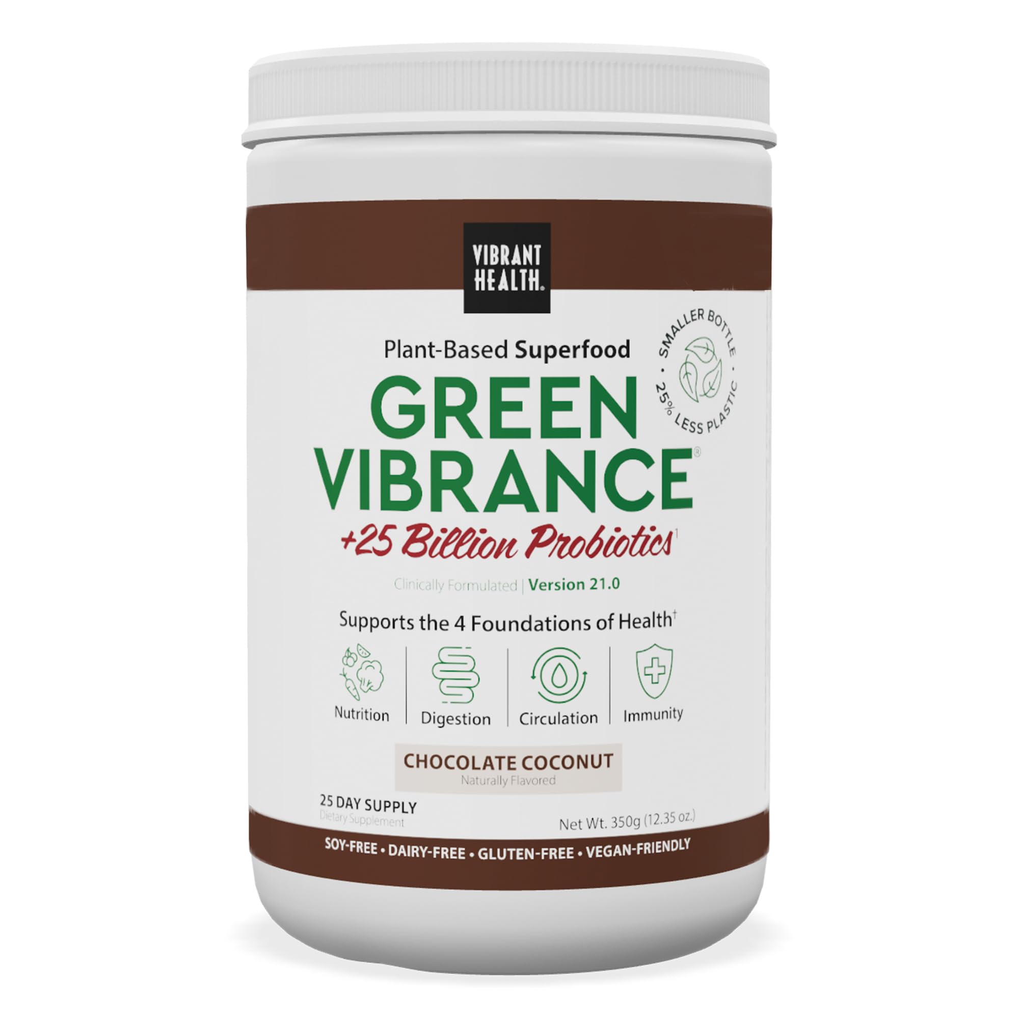 Vibrant Health Green Vibrance Chocolate Coconut powder canister label