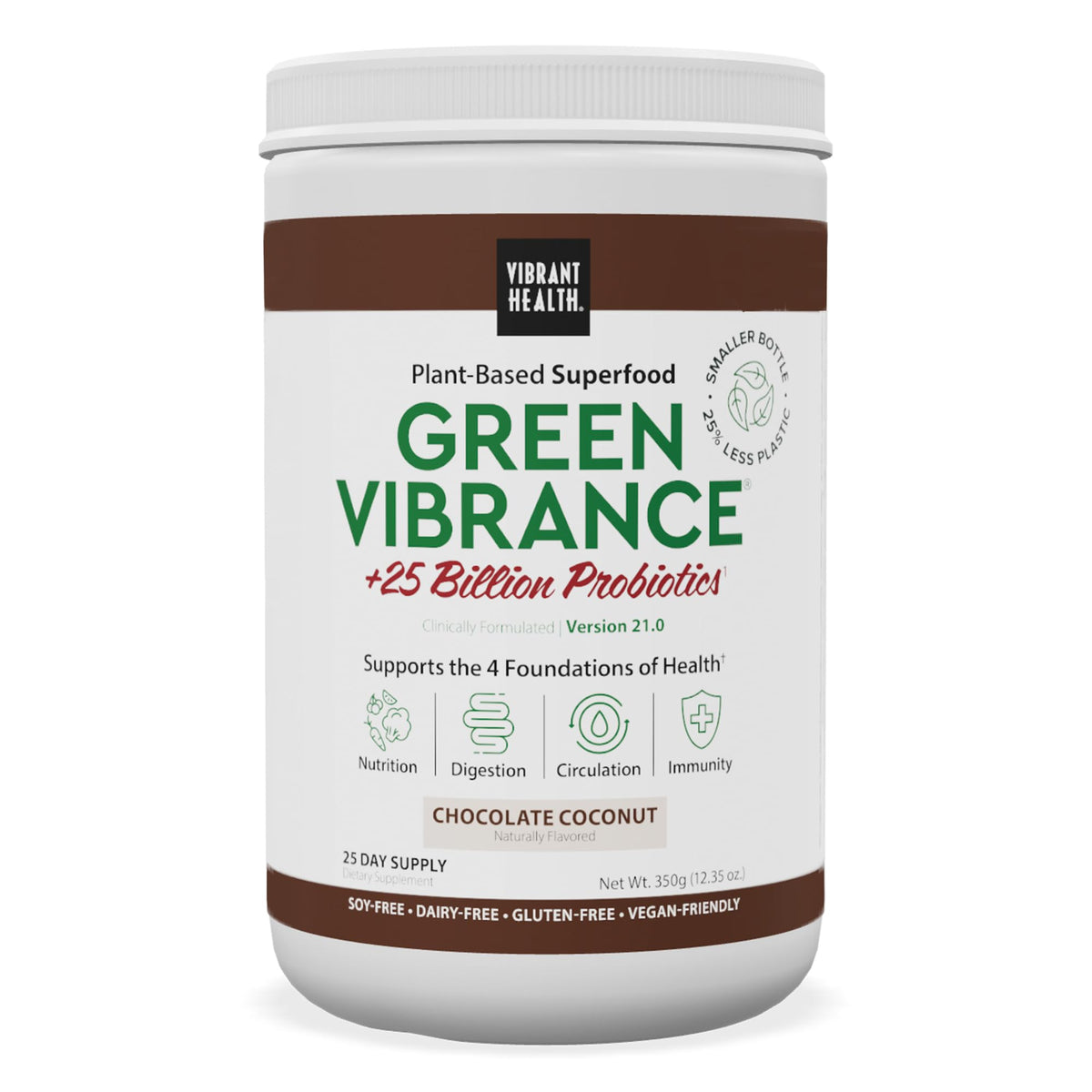 Vibrant Health Green Vibrance Chocolate Coconut powder canister label