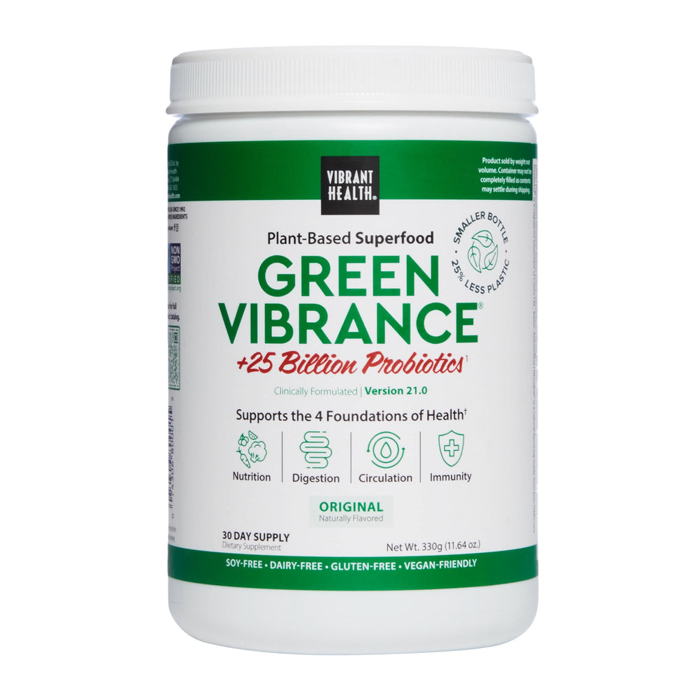 Front view of Vibrant Health Green Vibrance container