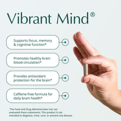 Vibrant Mind capsules shown, 90-count