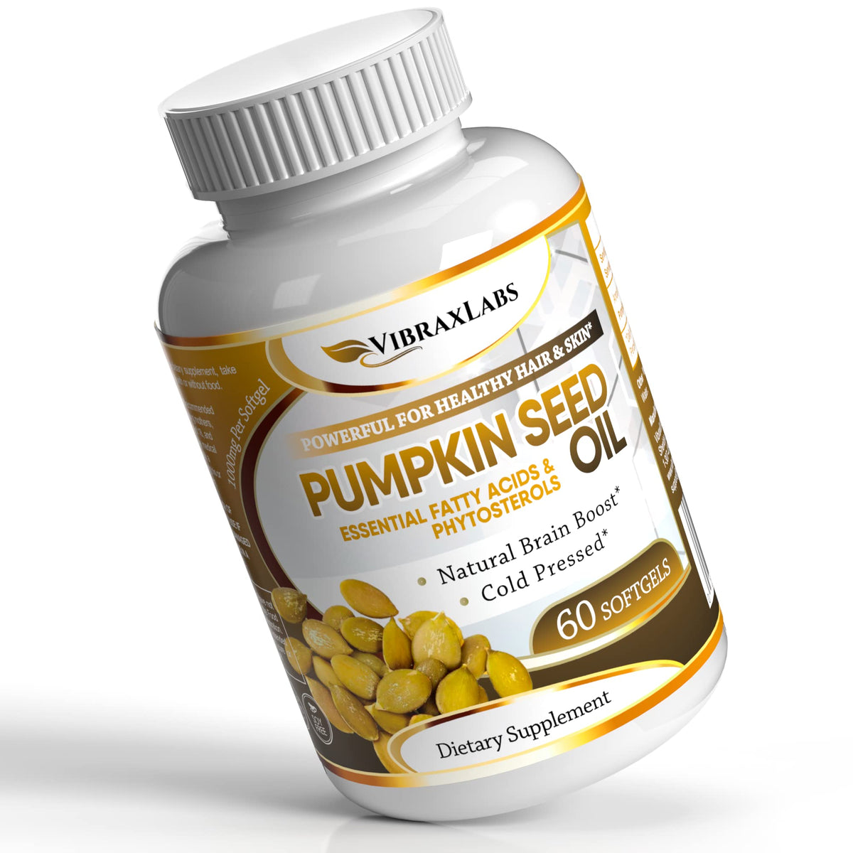 Vibraxlabs Pumpkin Seed Oil bottle with 60 softgels