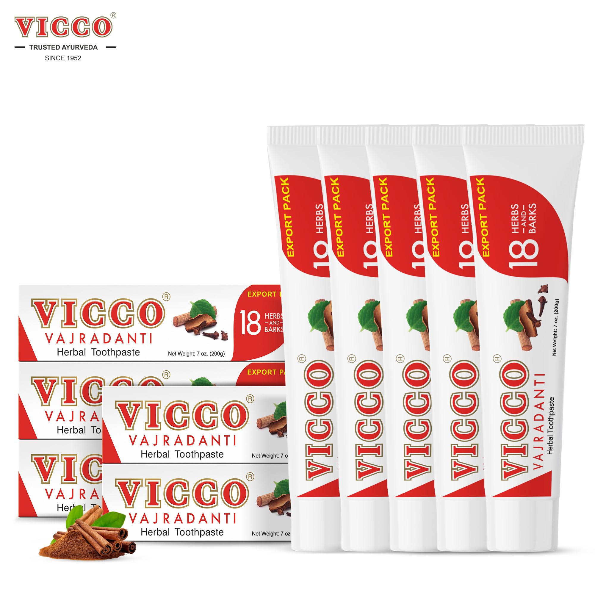 Close-up of 18 Ayurvedic herbs and barks in Vicco Vajradanti