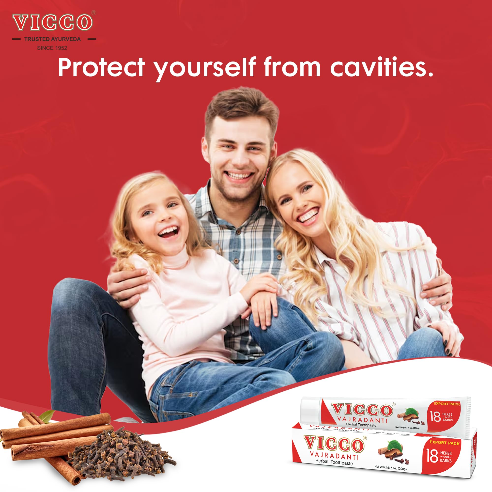 Refreshing herbal flavor of Vicco Vajradanti toothpaste