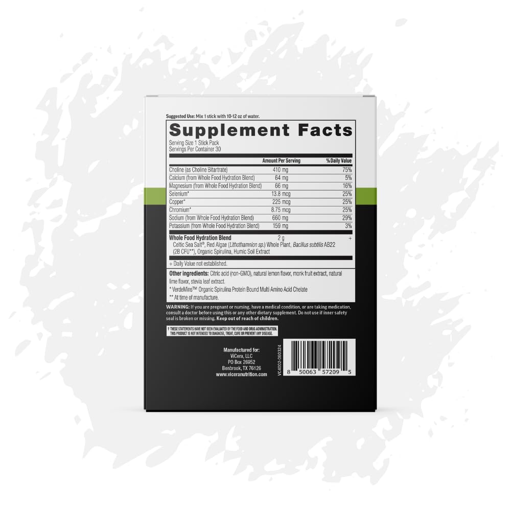 VICERA electrolyte lime powder spirulina detail shot