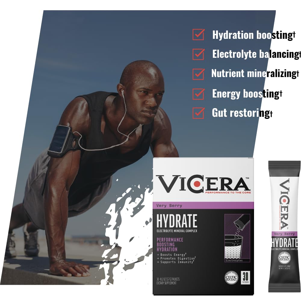 VICERA Very Berry powder dissolves clearly in water with refreshing flavor.
