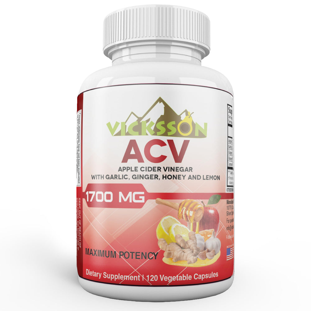 Vicksson Apple Cider Vinegar Pills bottle label 120 capsules