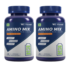 Two Vicwell Amino Acid bottles front view
