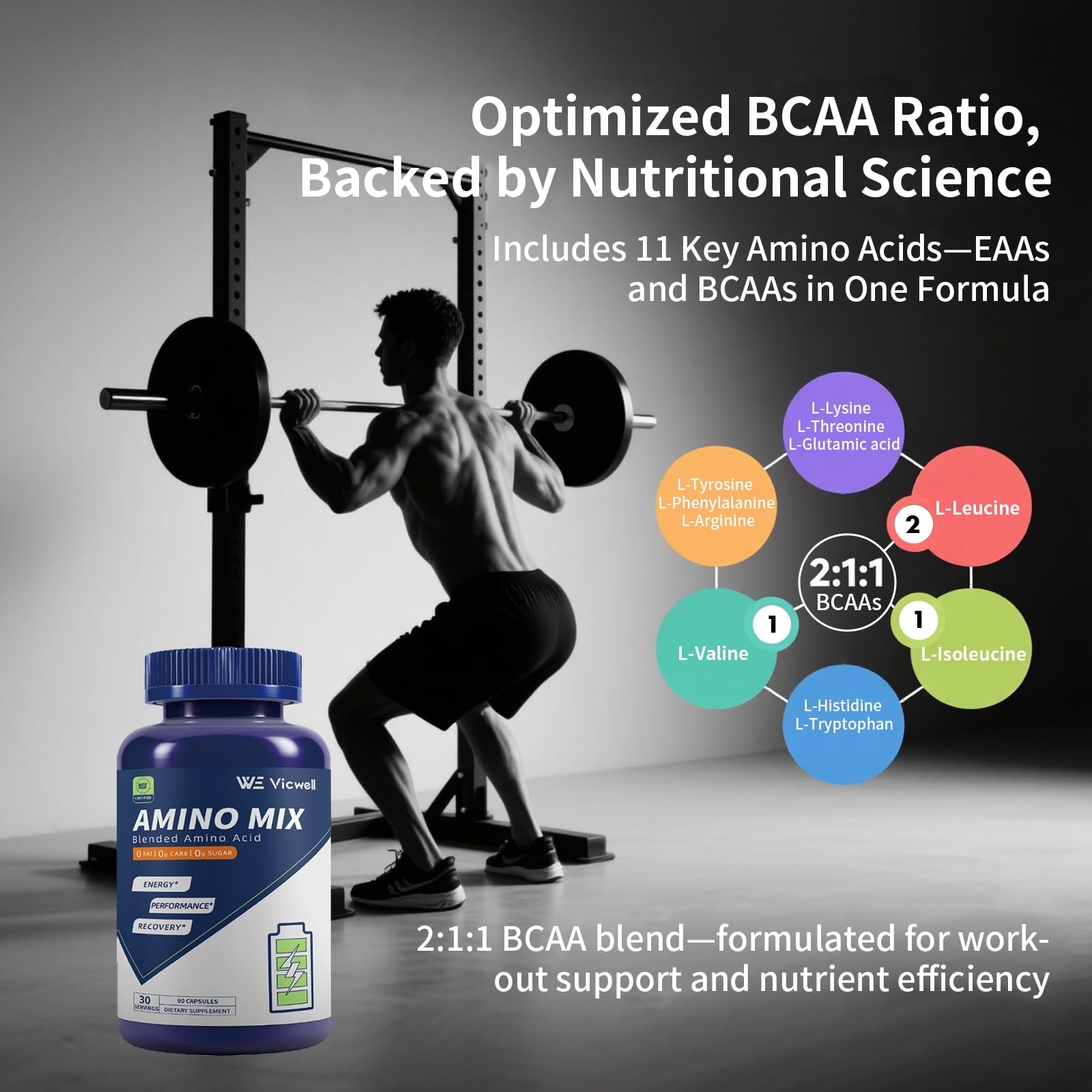 Active lifestyle image featuring Vicwell Amino Acid during a workout