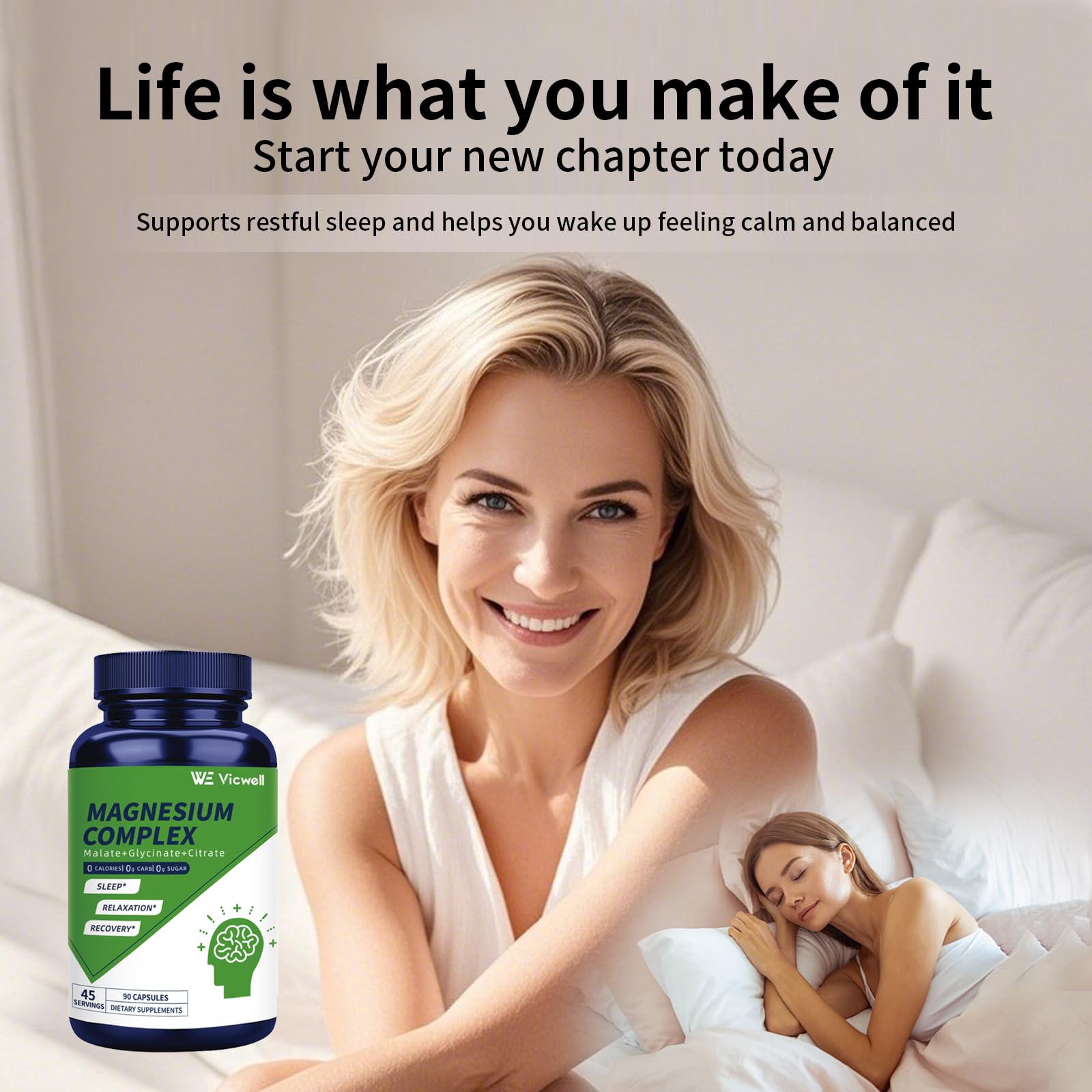 Vicwell bottle displaying 90 capsules close-up